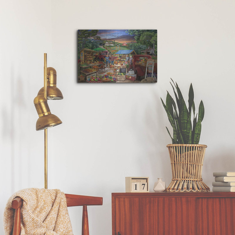 «Red Cams Farm Market» par Bigelow, art mural en métal, 36 po x 24 po, H 16 po x l 24 po