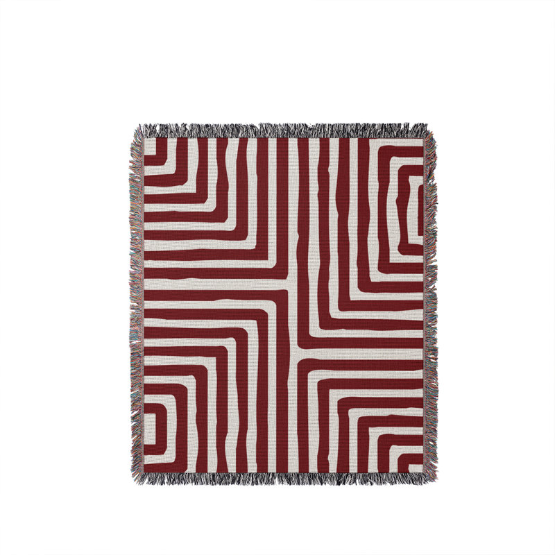 Jeté en coton Waren, Rouge, 60 po x 80 po