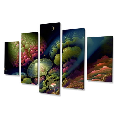 Quantum Fractal Infinity Futuristic 3D II - Abstract Shapes Wall Decor - 5 Panels