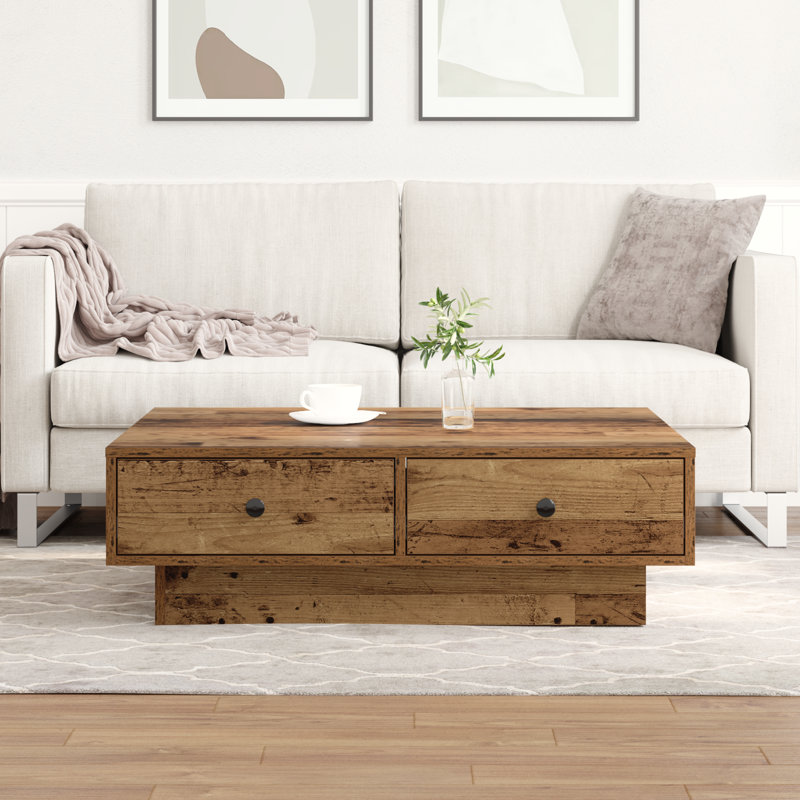 Godfred Pedestal Coffee Table, 90 x 90 x 28 cm (L x W x H), Black Oak