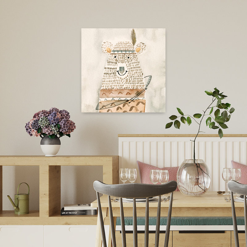 Ours amérindien, art urbain contemporain, H 18 po x l 18 po