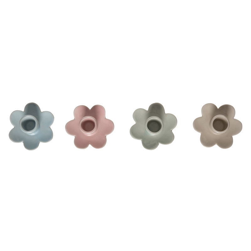  Ensemble de 4 porte-bougies en céramique Daisy