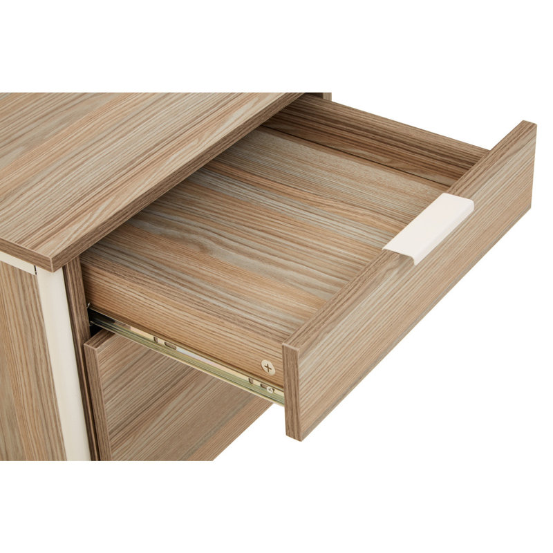 Reinolf Writing Desk, White, Light Brown, Left Hand Facing