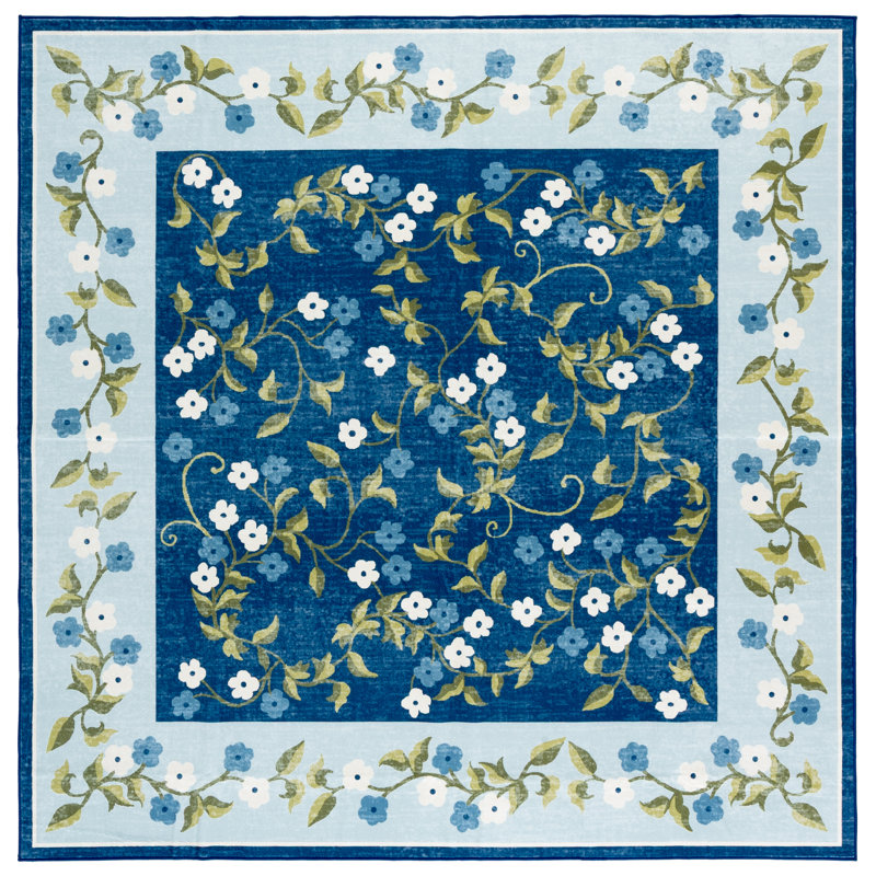 Msrw 195 Performance Machine Washable Floral Rug, Square 6'