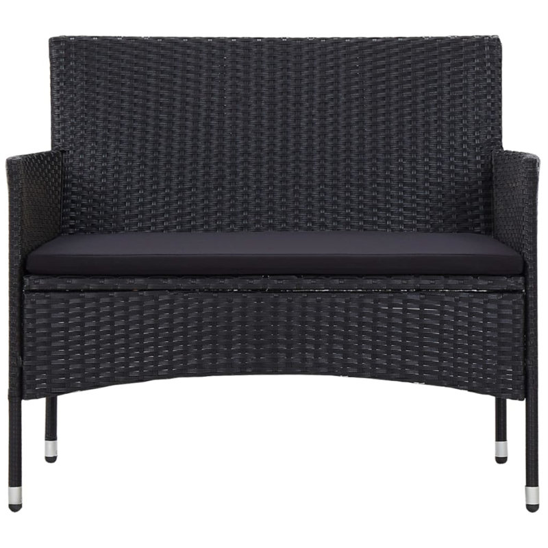 4 Piece Lounge Chair with Cushions, Black, Black