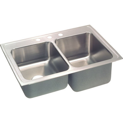 Gourmet 33" x 10.13" Double Basin Drop-In Kitchen Sink