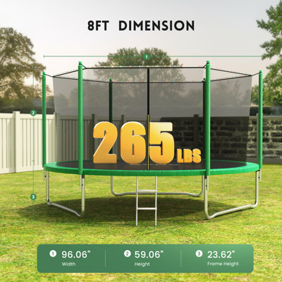 Ensemble de trampoline pour cour / extérieur rond de 8 pi GVDV avec système de sécurité