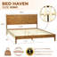 Structure de lit très grand en bois massif avec tête de lit, lit plateforme scandinave d'une capacité de 800 lb, finition caramel, antidérapant et silencieux, aucun sommier tapissier nécessaire-1633583104-1643714056