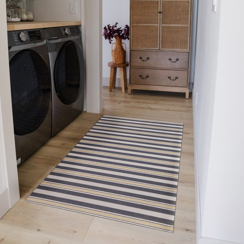 Tapis de cuisine antidérapant Un-Rug, Rectangle 3 pi 11 po x 5 pi 11 po, Jaune, or