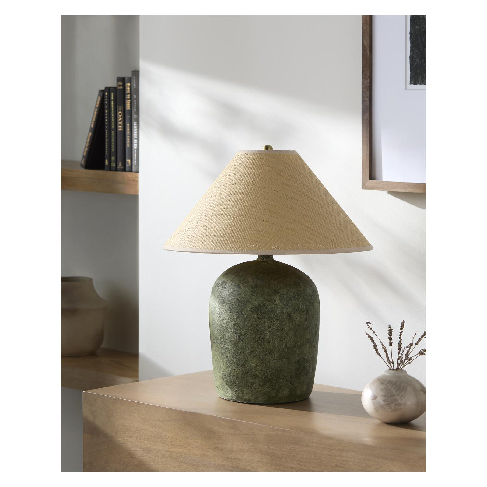 Danica Table Lamp, Green, Rattan Empire