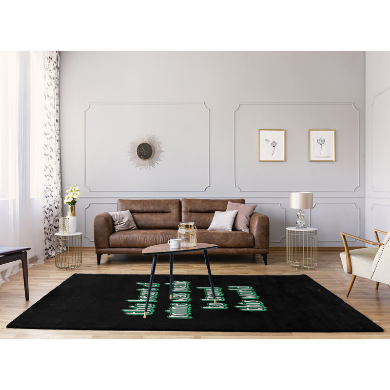 Tapis en chenille de polyester style citations, Rectangle 5 pi x 7 pi