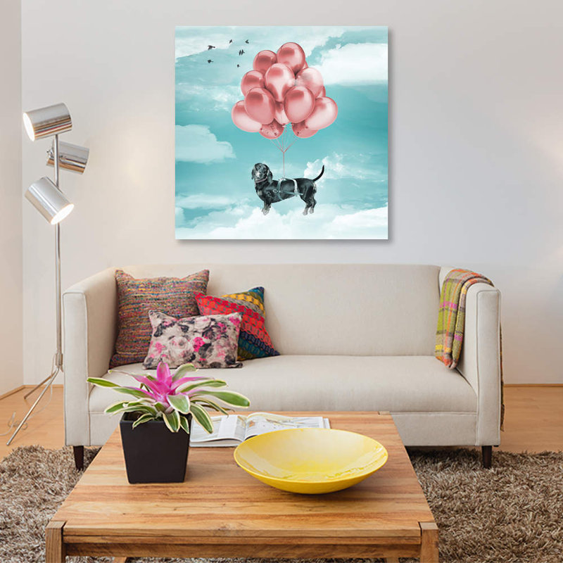 « saucisson dog balloons », reproduction sur toile, H 48 po x l 48 po x P 1,5 po, Toile tendue, Pas de tapis