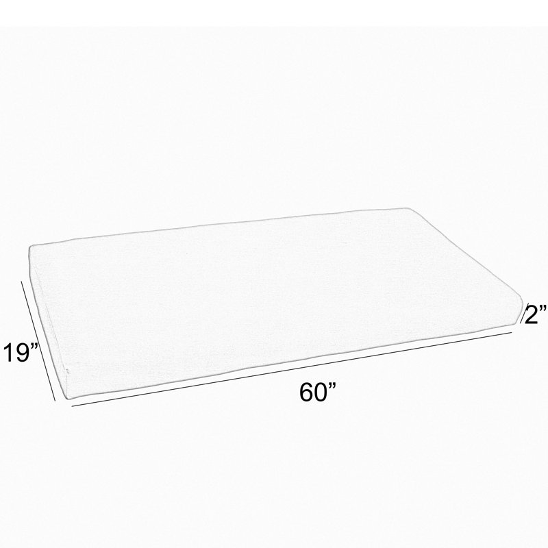 Outdoor Bench Seat Cushion, 2" H x 60" W x 19" D, Canvas Sunflower Yellow Sunbrella® Canvas