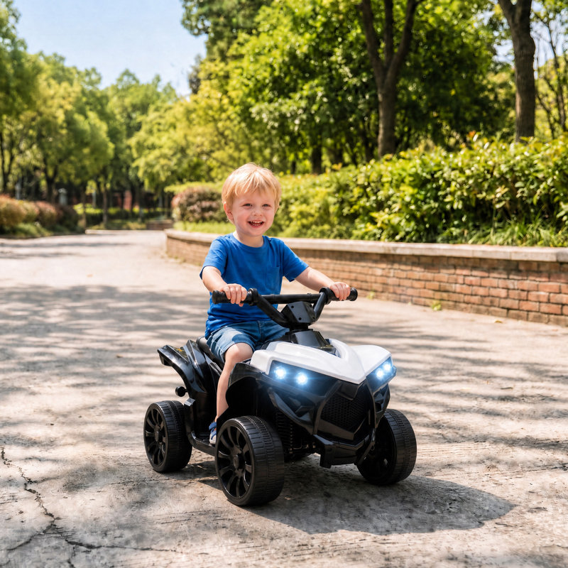 HOMCOM 6V Kids ATV, Battery Powered Ride on Car for Ages 18-56 M, 45cm H x 70cm W x 70cm L, White