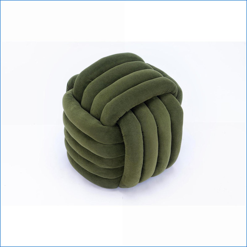 Ottoman Modern Knot Design Footstool Makeup Stool for Living Room Bedroom | Sage Green Chenille, Green