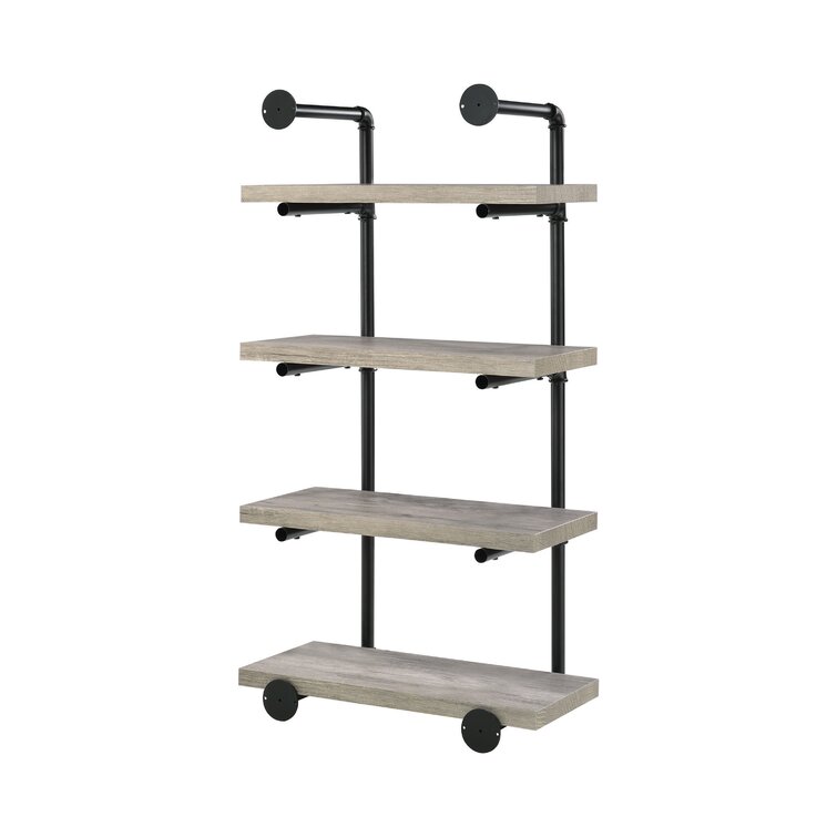 55 Metal and Wood 5 Tiered Wall Shelf White - Olivia & May