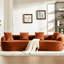 Courbe, chenille orange, 3 coussins, assise profonde idéale pour les appartements, aucun assemblage requis, mousse à mémoire de forme - pour de longues séances d'assise confortables, même dans les petits appartements.