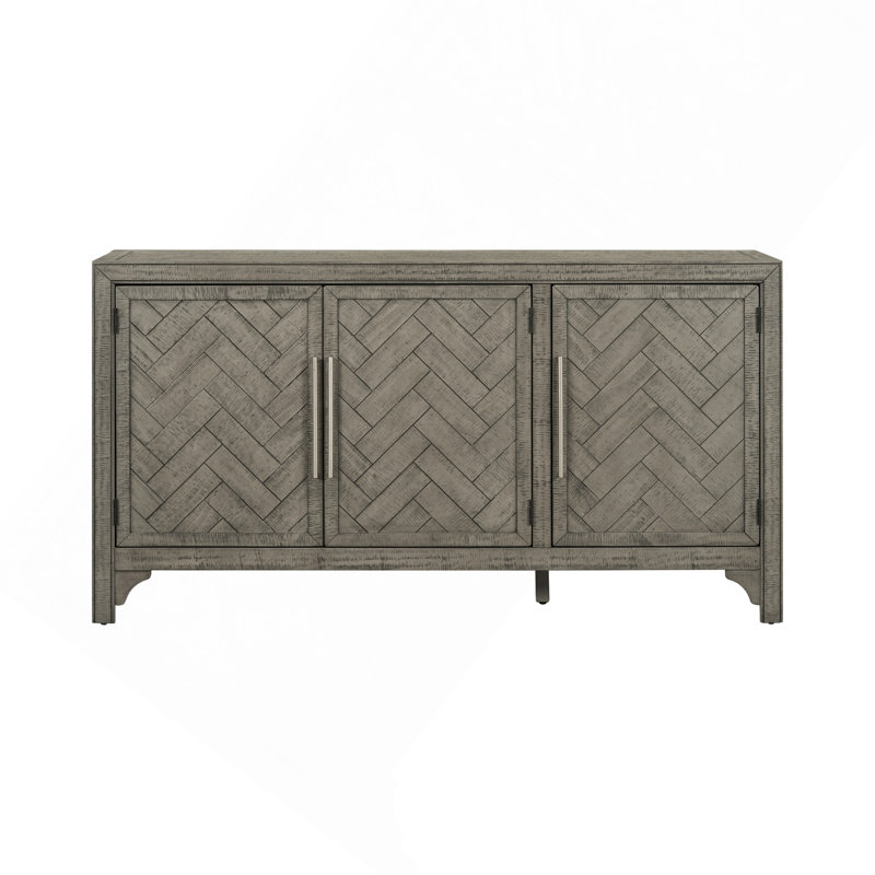 Sideboard Storage Cabinet With MDF+Pine Veneer, Adjustable Shelves, Suitable For Living Rooms, Entrance And Study Rooms, Gray