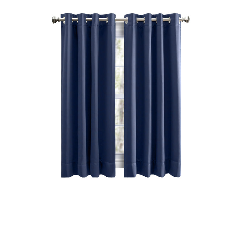 Ardelle Blackout Single Curtain Panel, 56" W x 54" L, Blue with Brushed Nickel Grommets