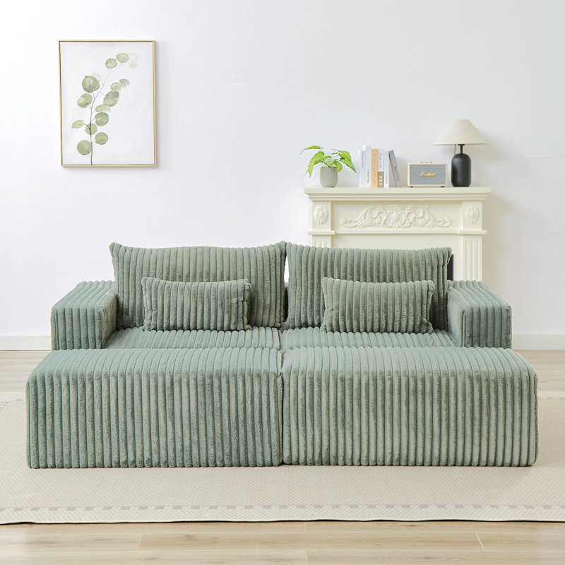 Méridienne modulaire surdimensionnée de 87 po, sans assemblage requis, causeuse en peluche avec deux repose-pieds amovibles et fauteuil moelleux pour la chambre à coucher du salon intérieur