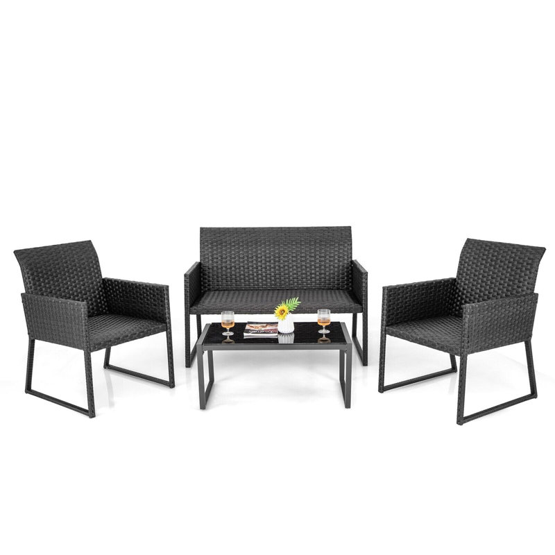 Wicker 4 - Person Garden Lounge Set
