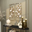 Décoration murale grande feuille découpée en métal doré avec cadre doré l 12 po, H 34 po