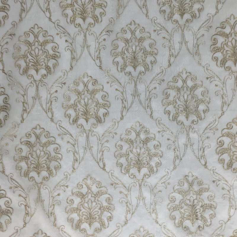 Metallic Damask Sheer | Sheila Fabric_SHEILA, Beige