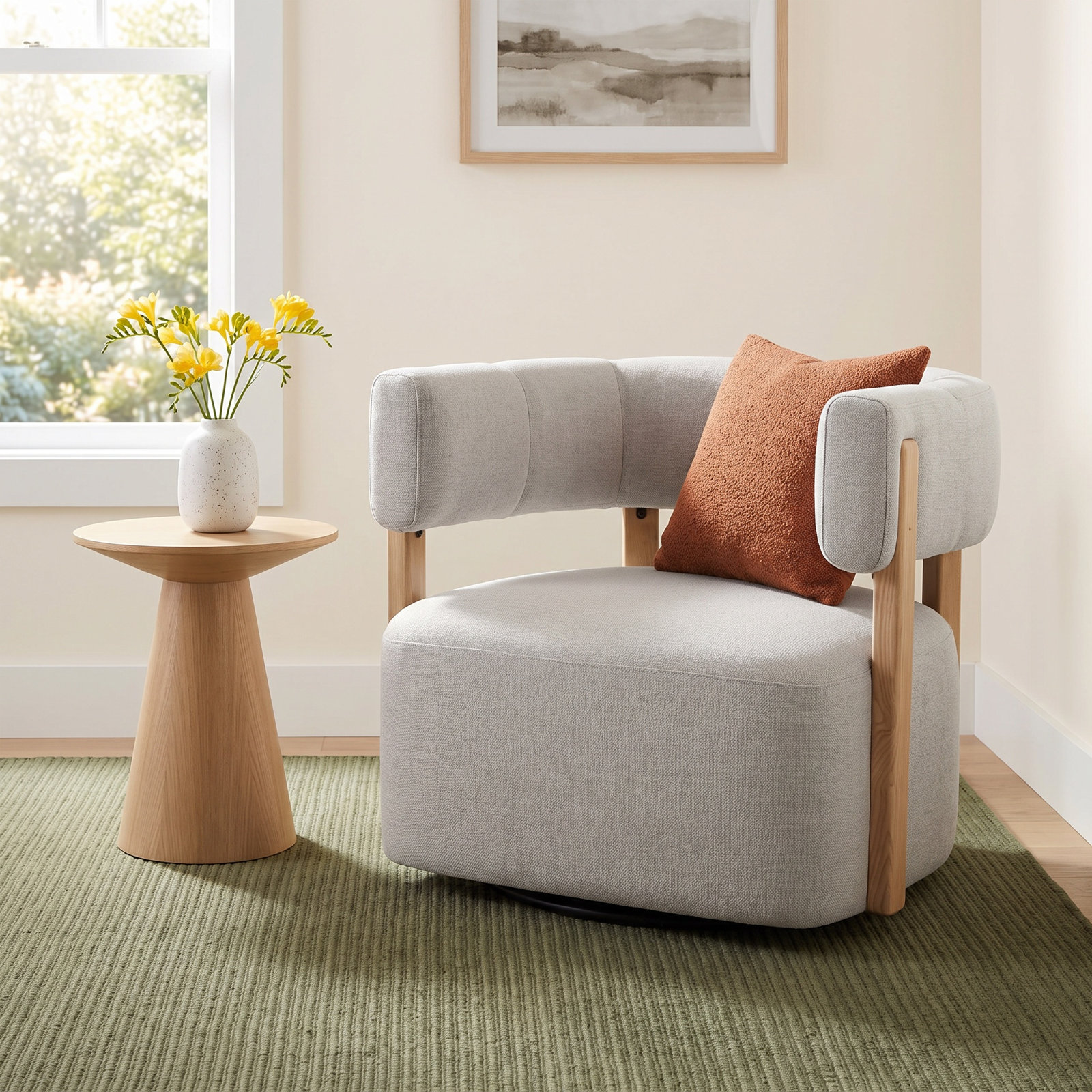 Lawler Upholstered Swivel Accent Chair