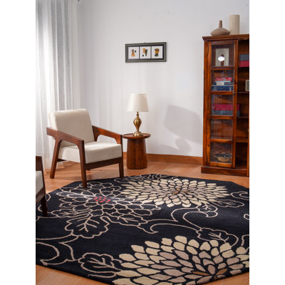 Kisner HAND TUFTED WOOL ECO-FRIENDLY AREA RUGS  - Rectangle | Black | Classic Oriental Traditional  Design, High Pile Handmade Area Rugs for Living Room, Bed Room
