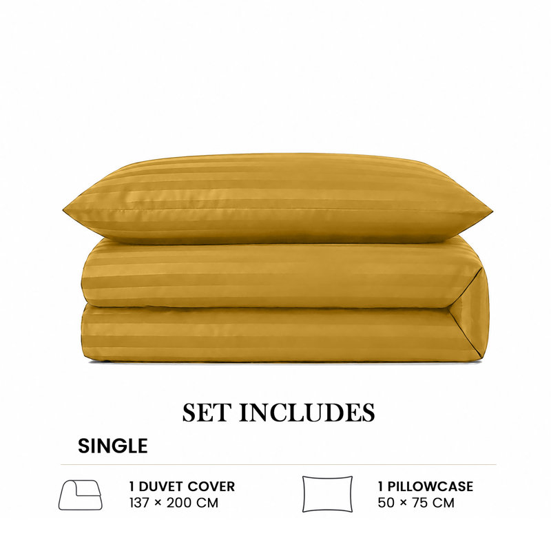Imperial Homeware London Microfiber Striped Duvet Cover Set with Pillowcases Included, Single Duvet Cover + 1 Pillowcase
