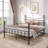 60.24"W x 83.23"L Classic Iron Platform Queen Bed Frame - Solid Black Metal Platform with Steel Slat Support