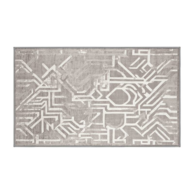 Machine Washable Gray Area Rug, Runner 2' x 5'