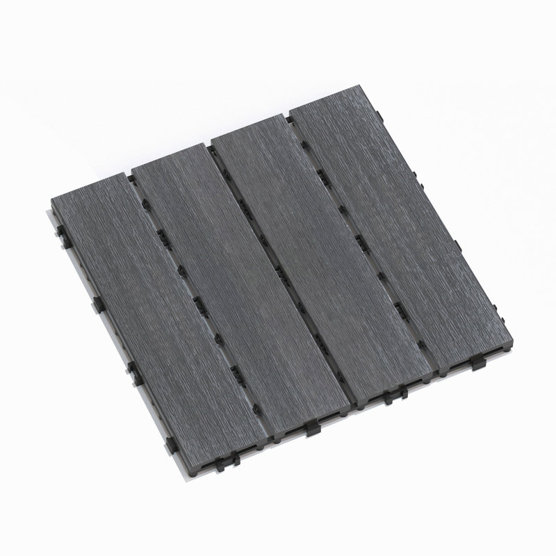 Paquet de tuiles de patio pour terrasse en bois et en plastique 22 WPC, Gris foncé, 22