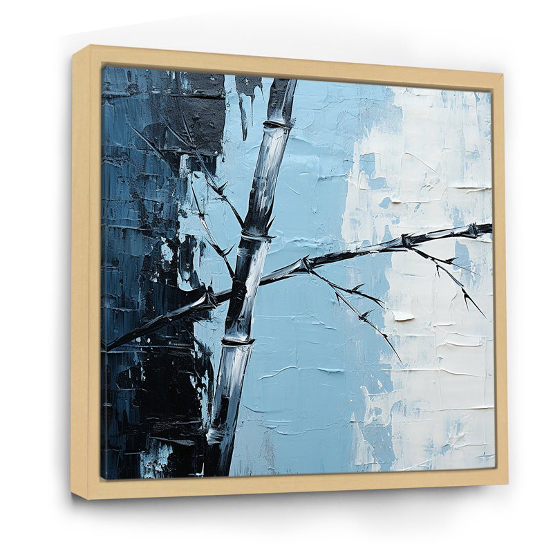 Art mural sur toile Serenity In Wild Blue Bamboo IV - Bamboo_106642, Cadre naturel flottant, H 16 po x l 16 po x P 1 po