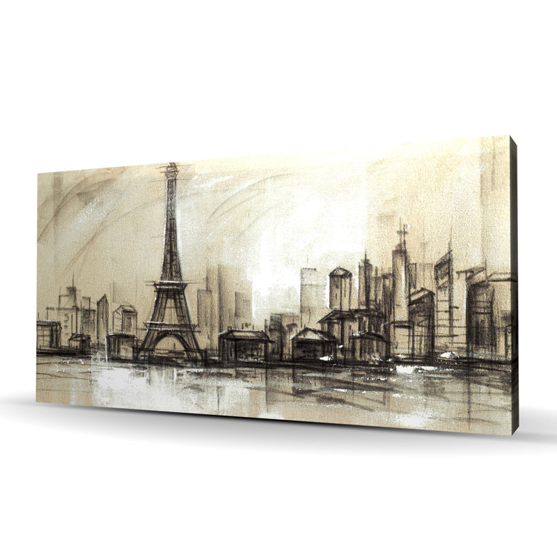 Eiffel Tower Sketch - Beige Canvas for Home Decor