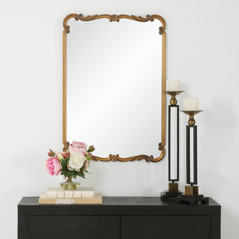 Antique Gold Ornate Rectangular Wall Mirror