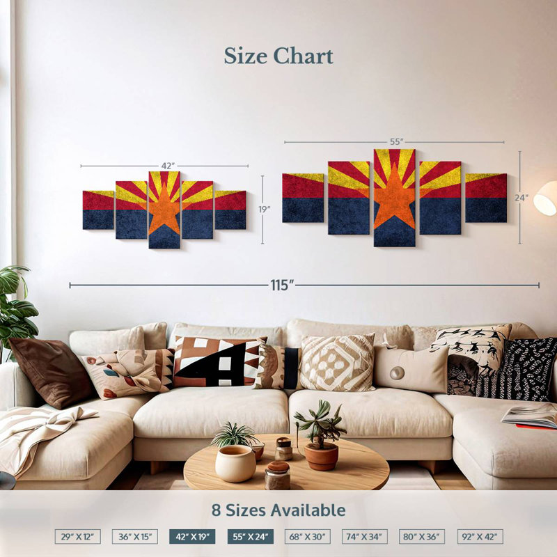 Drapeau grunge de l'Arizona, H 24 po x l 55 po
