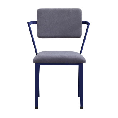 Industrial Style Cargo Gray Fabric Office Chair In Blue Nuance Mix, High Back, Stationary Seat, Padded Cushion, Metal Leg & Frame, No Storage Run Into Over Here Colored Finish, Across