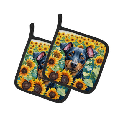 Caroline's Treasures In Sunflowers Floral Polyester Potholder Set