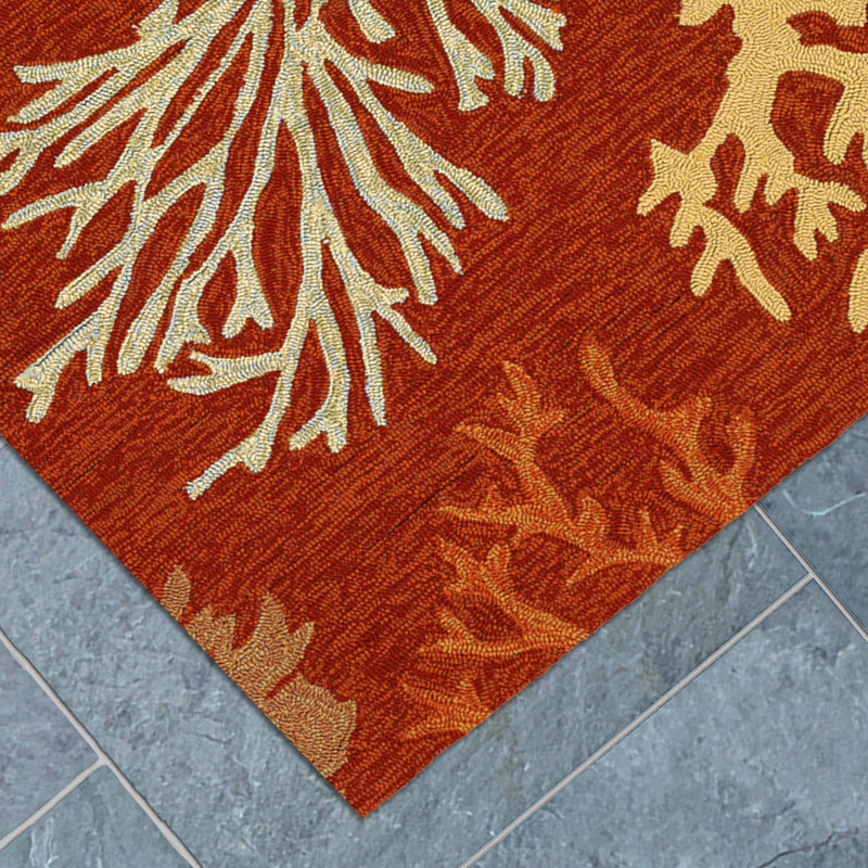 Rundall Performance Looped / Hooked Geometric Indoor / Outdoor Rug, Rectangle 2' x 4'