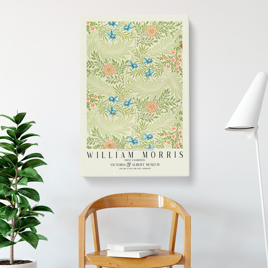 Larkspur Pattern With Border by William Morris - Wrapped Canvas