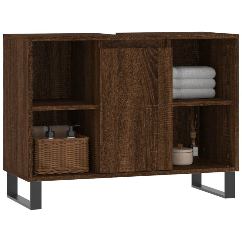 Adriene Freestanding Bathroom Cabinet, Brown Oak