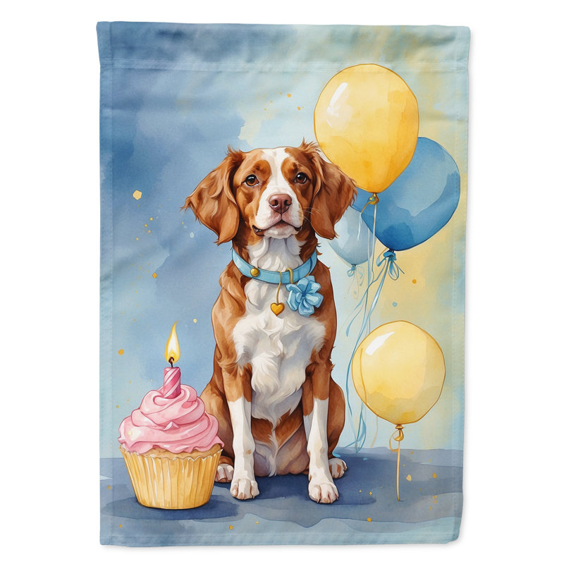 Drapeau «Happy Birthday House», Épagneul Brittany