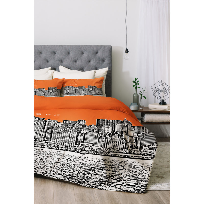 Bird Ave Polyester Duvet Cover, King Duvet Cover + 2 King Shams, Orange