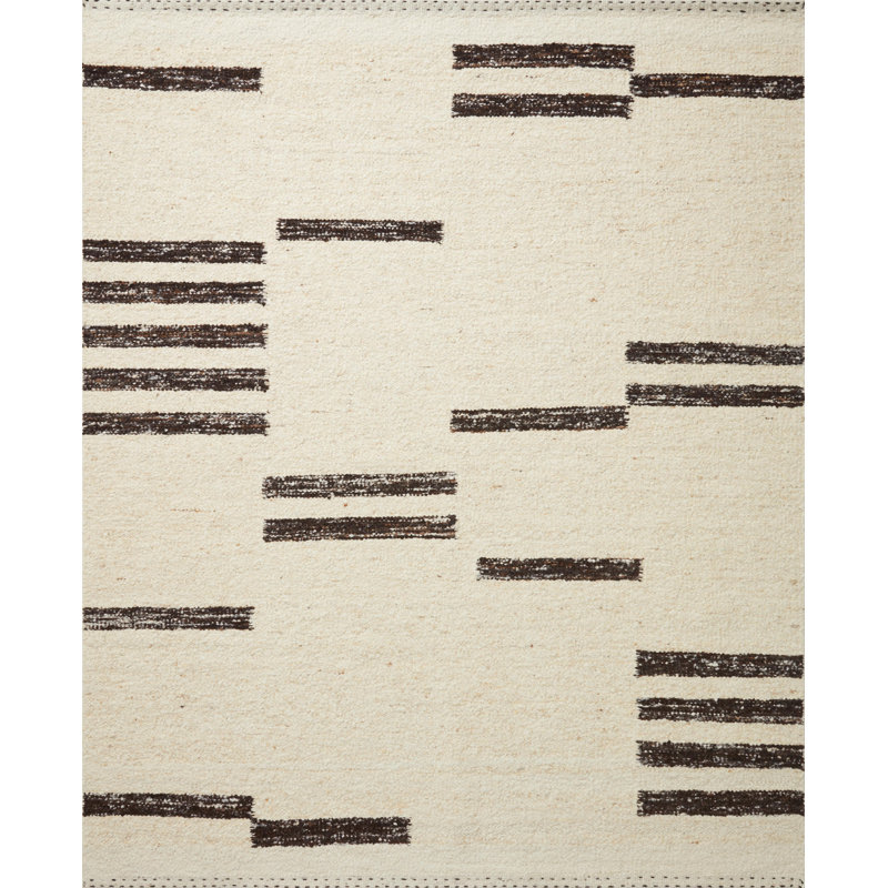 Tapis ivoire / brun foncé tissé à la main Sapphera, Rectangle de 2 pi x 3 pi