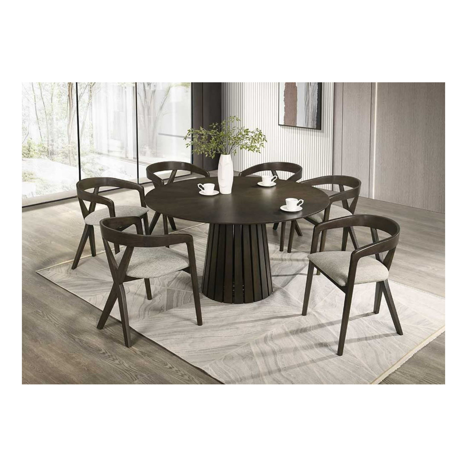 Greco 7 - Piece Dining Set, Wenge / Light Gray 