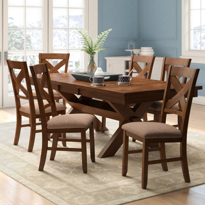 Gourdine Wood Trestle and Cross Back Dining Set