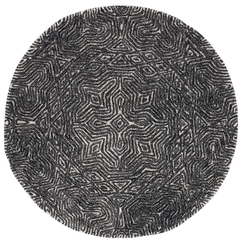 Angeli Hand Tufted Wool And Cotton With Latex Geometric Rug, Round 5'