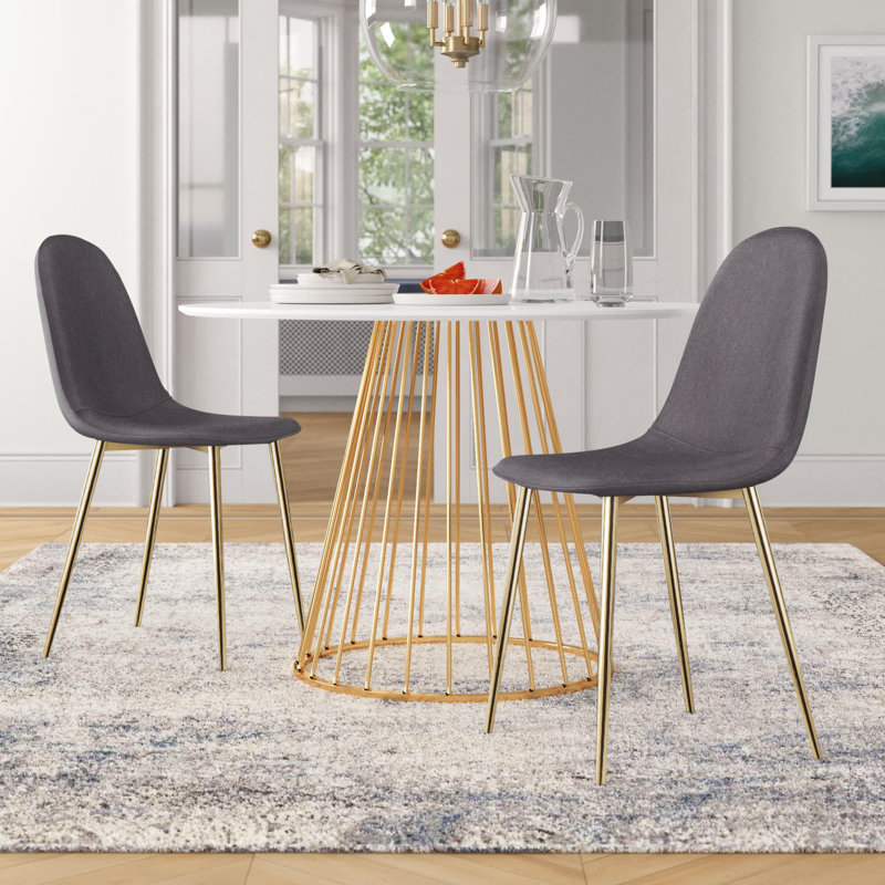 Elzada 18.5'' H Upholstered Side Chair, Gold, Charcoal Polyester Blend 