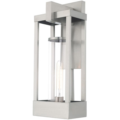 1 Light Outdoor Wall Lantern Pendant Fixture with Clear Glass Shade